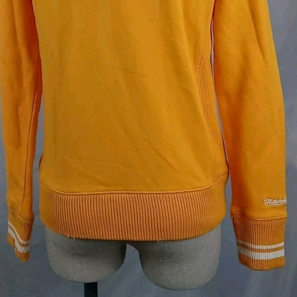 Mitchell & Ness Gold Yellow Distressed Throw Back Hoodie Jacket Women's Small - Picture 3 of 11
